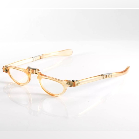 SALE Vntg 1960s Unisex Amber Frame Folding Librarian /Professor /Reading Glasses - Picture 4 of 10